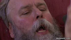 Stepfather Punishes Son's GF with Hard Cock