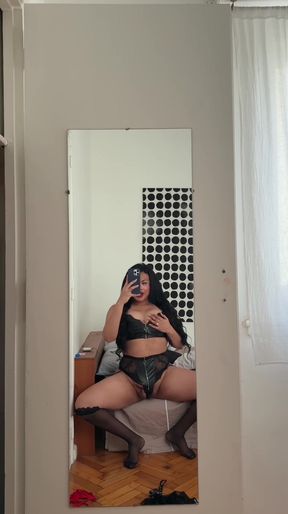 Brunette trans skin glowing with sweat Naughty OF