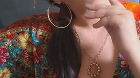 Smoking a White Cigarette with Red Lipstick & Gloss Relaxing Music Red Floral Dress.