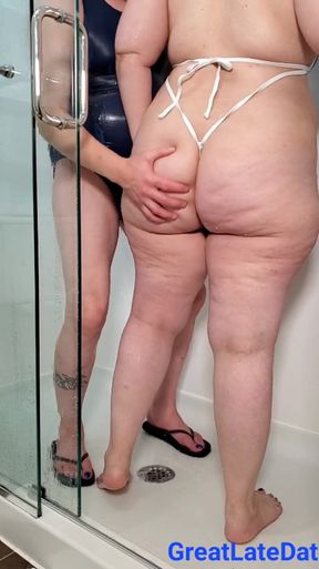 Captivating moment from &quot;Chubby Hot Wife Grinding in Swimsuit after fun in the Pool&quot;
