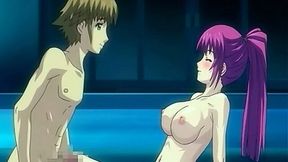 Full bosomed hottie in swimsuit is sucking on my dick in 69 position