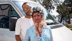 muscle mature having rough anal in my bus