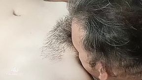Blindfolded Stepdaughter Gives Away Her Hairy Pussy