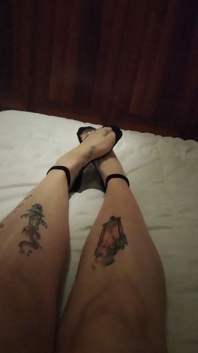 Mature Touch Your Feet With Tattoos!