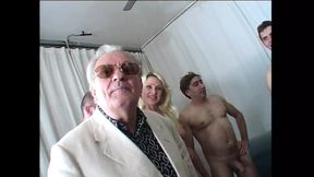 Amateur Orgy with Two Horny MILFs Fucked and Cummed on Tits by Many Big Cocks