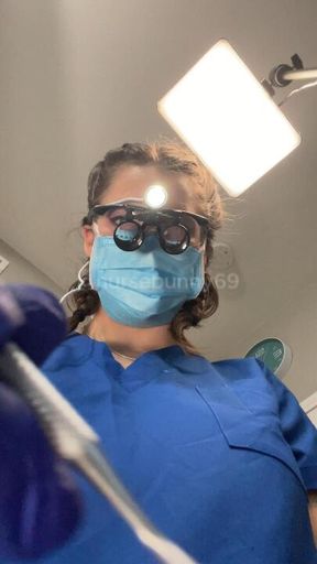 POV Dental Cavity and Filling No Numbing Loupes Blue Gloves and Scrubs