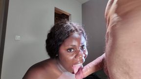 Chubby Ebony Blowjob and Cum in Mouth