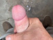 straight ginger guy jerking big dick moaning and big cumshot public at work trying not to get caught