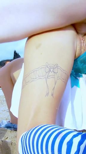 French babe Joyce Exess ass fucked on a public beach   Clip 2