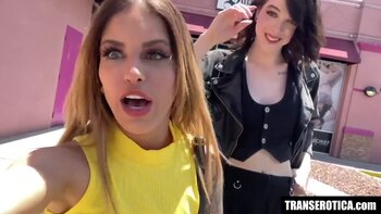 Autumn Rain's Car Park Seduction: A Blonde Bombshell Trans Twosome