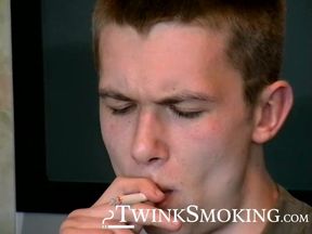 Softcore uncut cock jerking and smoking in the living room by horny Maxim