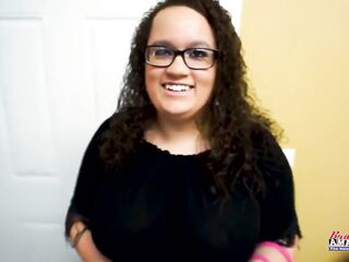 Breasty Brunette hair Harper B big beautiful woman Auditions Sloppy Deepthroat Greedy Gulp!