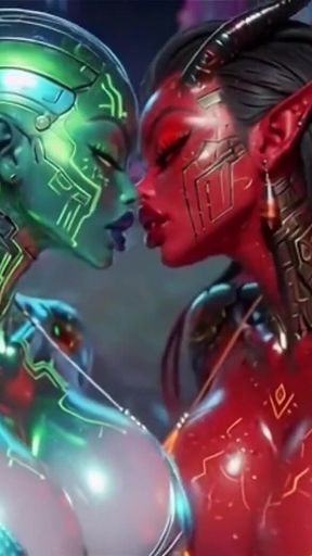 Beautiful Aliens Kiss on Nice Music, Ai Animation