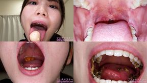 Kozue Fujita - Showing inside cute girl&#039;s mouth, chewing gummy candys, sucking fingers, licking and sucking human doll, and chewing dried sardines - MOV 1080p