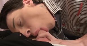 Hot oral seduction on the couch with Lewis Romeo and Steve Agostina