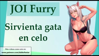 JOI Furry hentai. Sirvienta maid en celo.