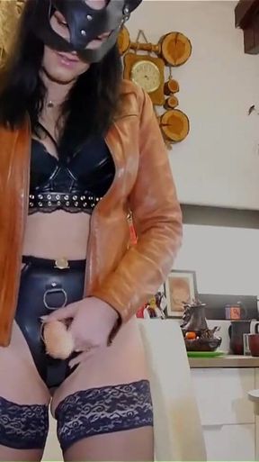 Strapon JOI Leather Jacket Fetish, Spit & Intense Tease- Prev