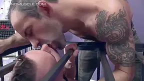 Caged Sub Cullen Sucks His Master Dereks Cock