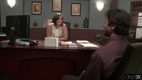 Hot brunette boss fuck and swallow his jizz