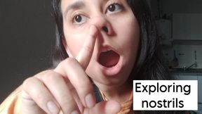 Teasing my nose and exploring my nostrils by poking them