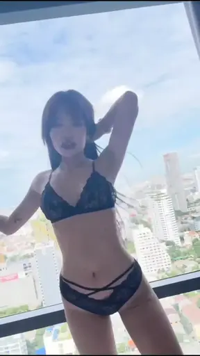 Emma Thai Did Sexy Teasing in Lingerie with Great City View