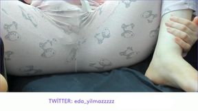 PAJAMA MASTURBATE- RUBBING PUSSY WITH PAJAMA