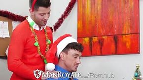 Christmas office party fuck with two hunks