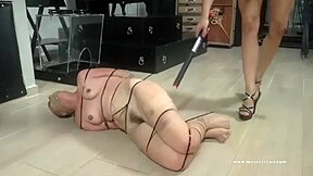 Mistress Gaia whips a bound slavegirl Hard 6