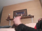 Me stroking semi hard cock and cum