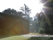Tiffany fucks the gardener while her boyfriend takes a nap