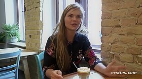 Danish Beautiful Babe Toys Her Unshaved Twat With A Glass Dildo