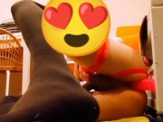 Cute femboy CD sissygasming riding didlo and cumming hands free.
