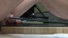 FULL WEIGHT COCK CRUSH IN WEDGED BOOTS ON THE FLOOR BOARD UNDER GLASS RUINED ORGASM CAM 2 PT1