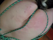 Sub tied up with fuck machine