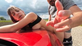 He Pulls Down My Skirt And Fucks Me In The Ass Against The Car