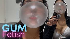 Naughty bubblegum: huge bubbles, sticky noises, and glasses covered in gum