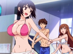 Hentai step beauty sits deep for fast bare bounce on bench
