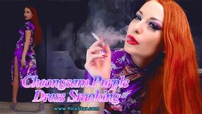 4K Cheongsam Purple Dress Smoking