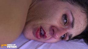 brunette patient pisses after getting deep anal fuck from her older doctor