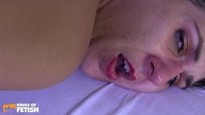 brunette patient pisses after getting deep anal fuck from her older doctor