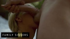 Stepmom Kit Mercer missed her stepson's huge dick, so she licks his shaved pussy in doggystyle