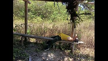 Lucky old farmer fucks his beautiful busty stepdaughter in the countryside