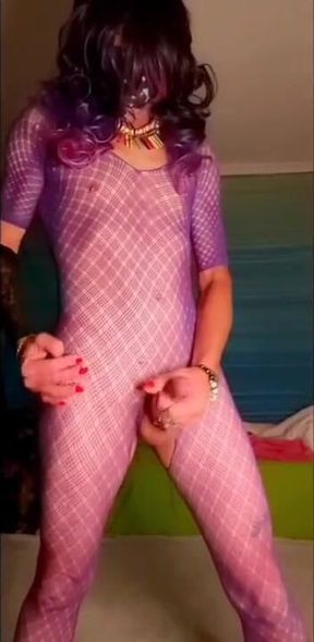 Purple bodysuit flapping