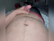 Jerking monster cock almost caught