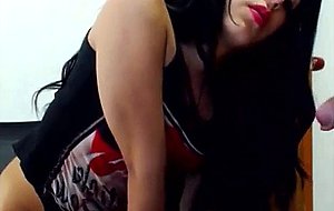 Brunette ts blowing and teasing her bf