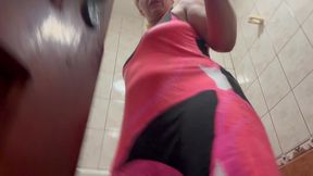 Strong pee, explosive squirt and shaking orgasm standing