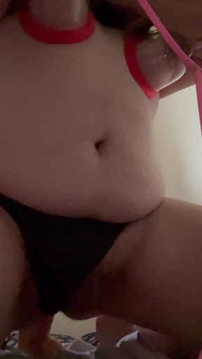 Pumping my tits to make the swell up