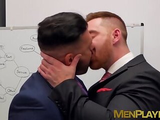 Bearded businessman hunk tearing up some tight butt