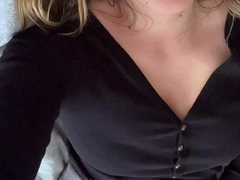 Lovely Amateur teen brunette masturbating outdoor