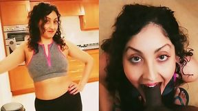 Yoga pants Asian stepsis swallows thick load post-workout